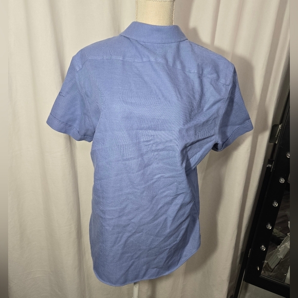 Banana Non-iron Tailored Slim Fit  Button Up Shirt Blue Sz Medium - Picture 6 of 10